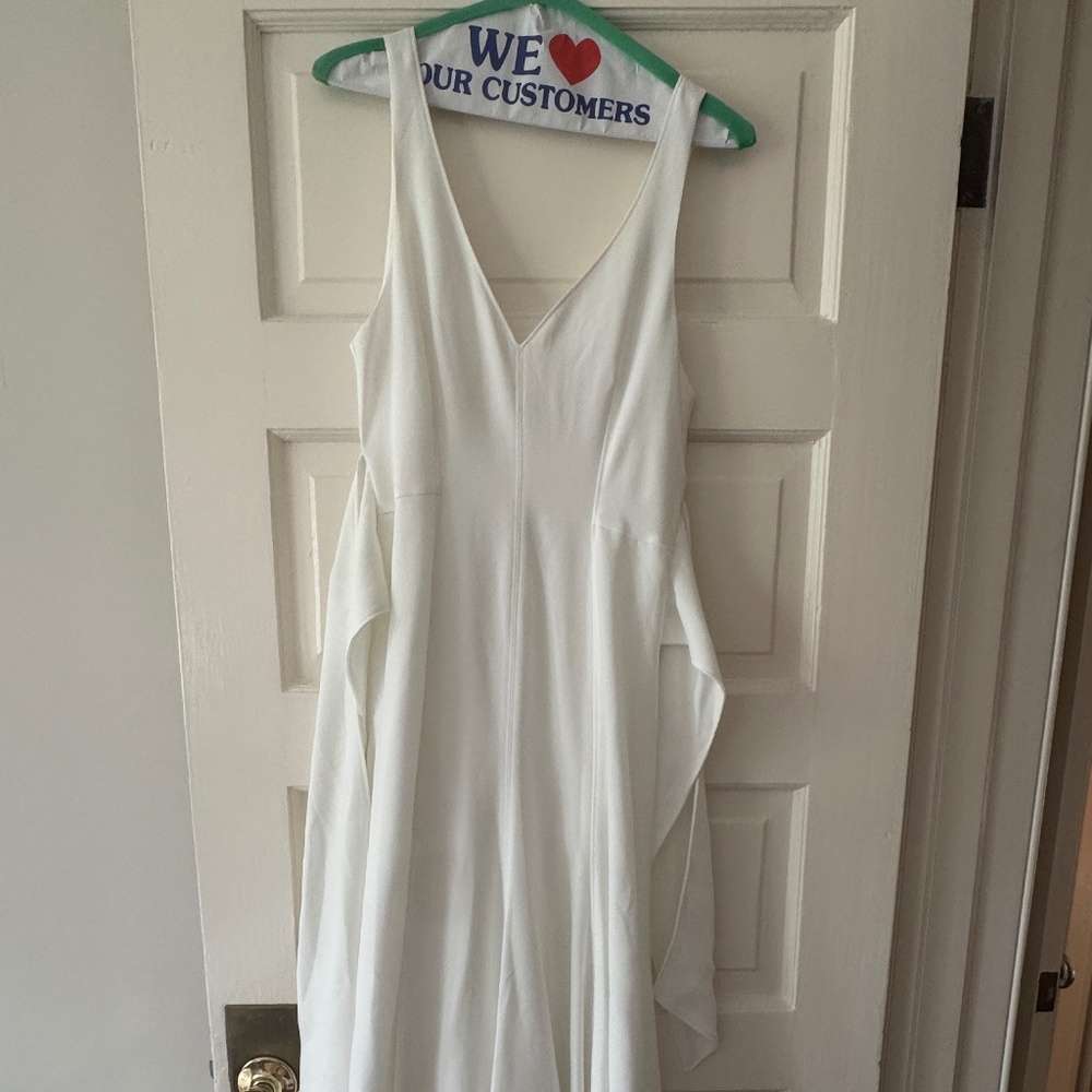 Cinq a Sept White V-neck Midi Dress US4